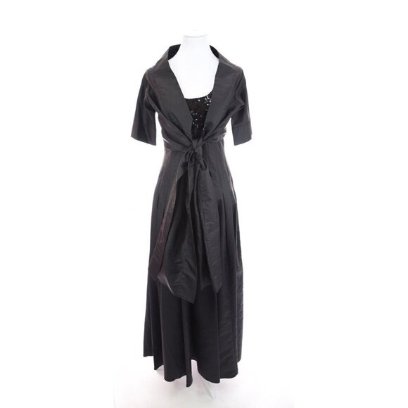 Calvin Klein Long Formal Black Sequin Pleated Ball Gown Dress Jacket Set Sz 6 - Picture 5 of 12